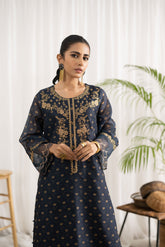 DA-1666 BLUE EMBROIDERED KURTA
